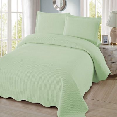 3 Piece Pre-Washed Solid Bedspread (SAGE, Cal-King)