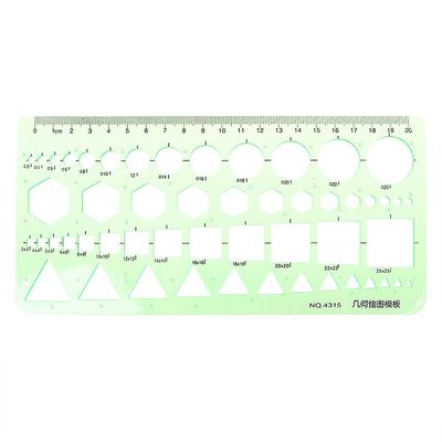 Clear Geometric Drawings Template Ruler,Plastic Circles Squares Hexagons Triangle Template Ruler Stencil Engineers Drawing Tool Office School Supplies Ideal Gift for Office, Classroom, Home