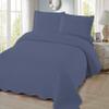 3 Piece Pre-Washed Solid Bedspread (Dark Blue, Cal-King) view 1