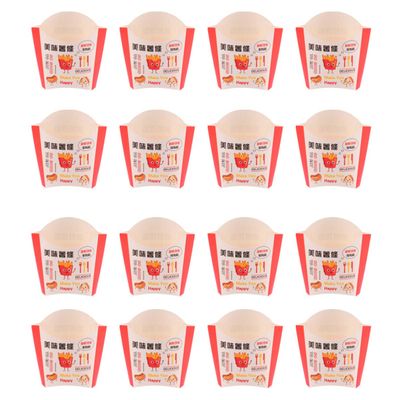 Cabilock 100pcs Disposable Box for Fries Portable Snack Holder Fresh Chips Pattern for Parties Picnics and Home Use