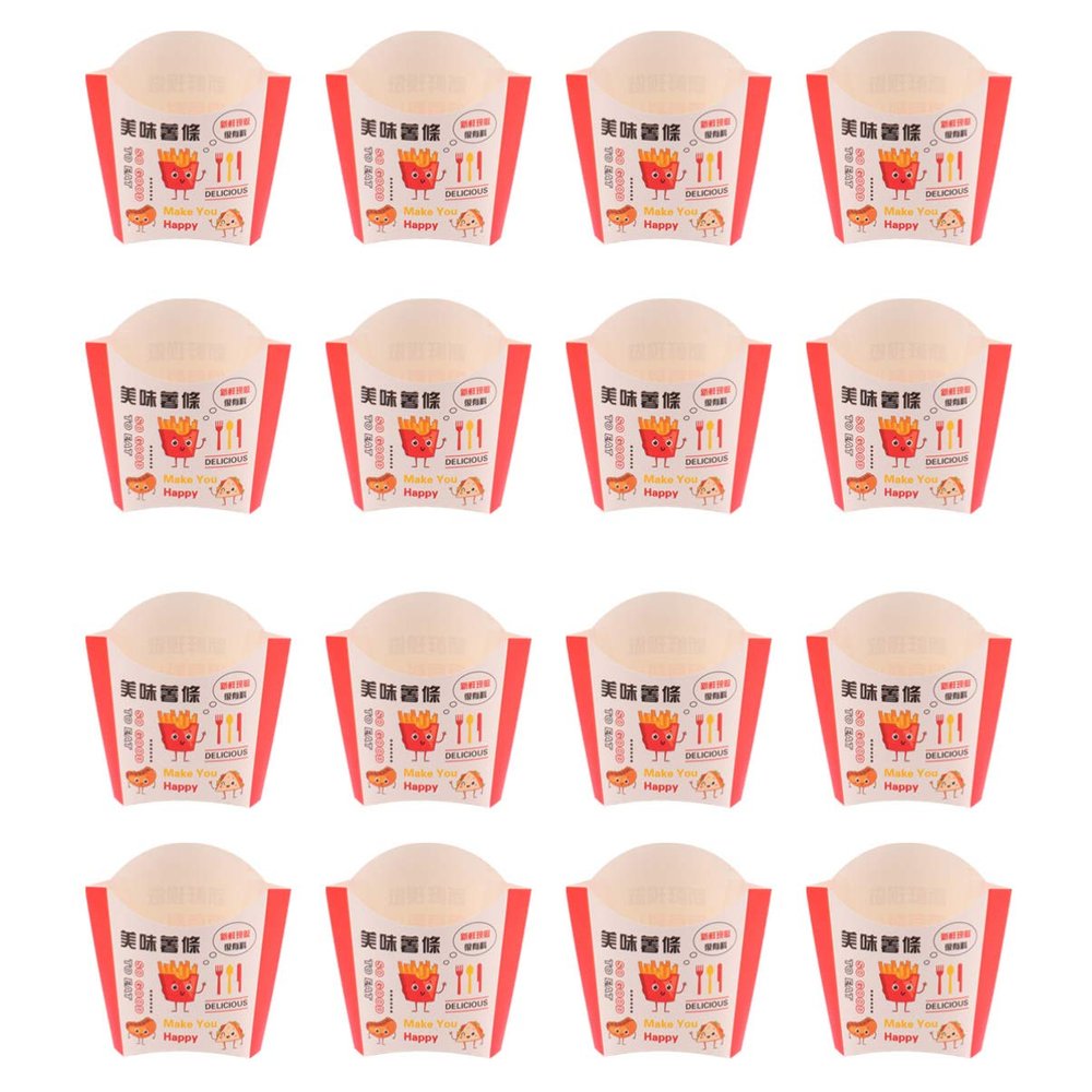 Cabilock 100pcs Disposable Box for Fries Portable Snack Holder Fresh Chips Pattern for Parties Picnics and Home Use