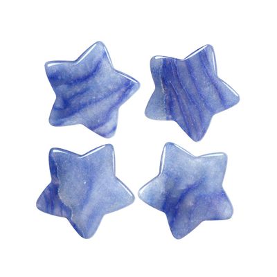 Rockcloud Pack of 4 Healing Crystals Star Shape Worry Stones Pocket Stone Hand Carved Ornamant Home Decoration, Blue Aventurine