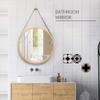 Round Wall Hanging Mirror 45CM Decorative Vanity Mirror with Leather Strap for Dressing Room, Bedroom, Hallway(Natural) view 2