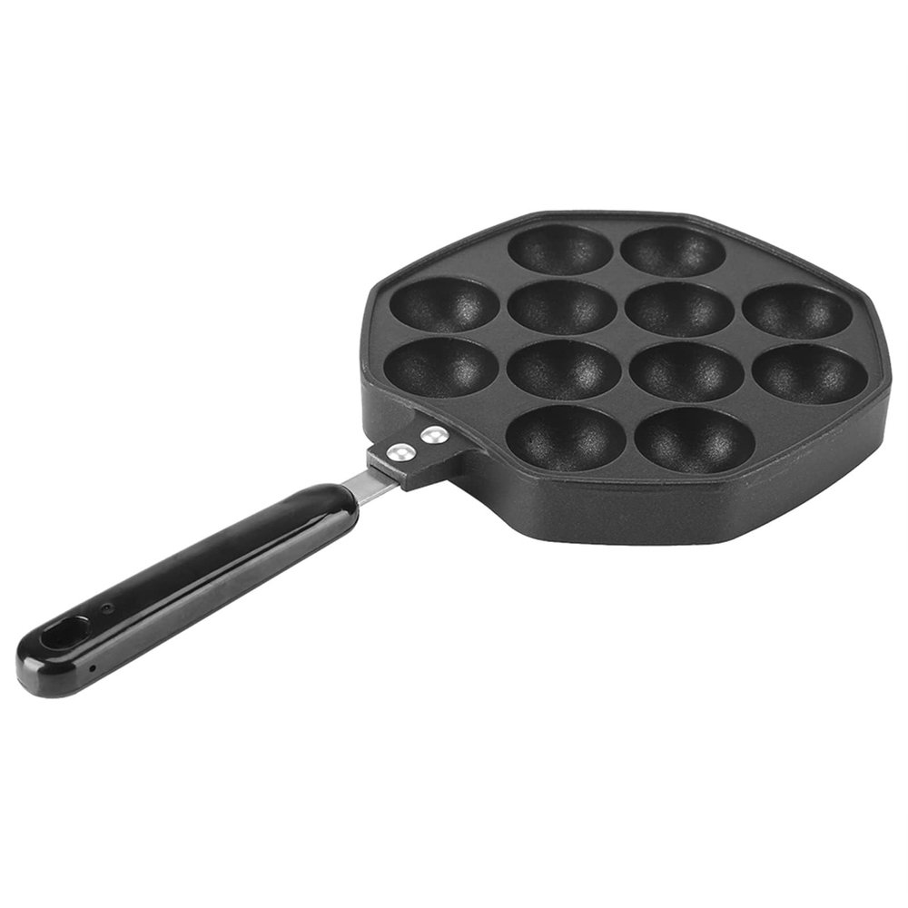 12 Holes Takoyaki Pan, Non stick takoyaki maker with Handle Aluminum Octopus Ball Pancake Maker for Pancake Balls, Round Pancakes