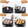 12 Holes Takoyaki Pan, Non stick takoyaki maker with Handle Aluminum Octopus Ball Pancake Maker for Pancake Balls, Round Pancakes view 2