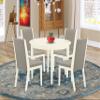 East West Furniture BOLA5-WHI-06 5 Piece Dining Table Set for 4 Includes a Round Kitchen Table and 4 Shitake Linen Fabric Upholstered Parson Chairs, 42x42 Inch, Linen White view 2