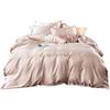 Geekcook Bedding Set,Light Luxury ice Silk Four-Piece Girl Heart Princess Style Silk Bed Sheet Duvet Cover-Gem Orchid_1.2m Bed Three-Piece Suit Suitable for 150x200 view 3