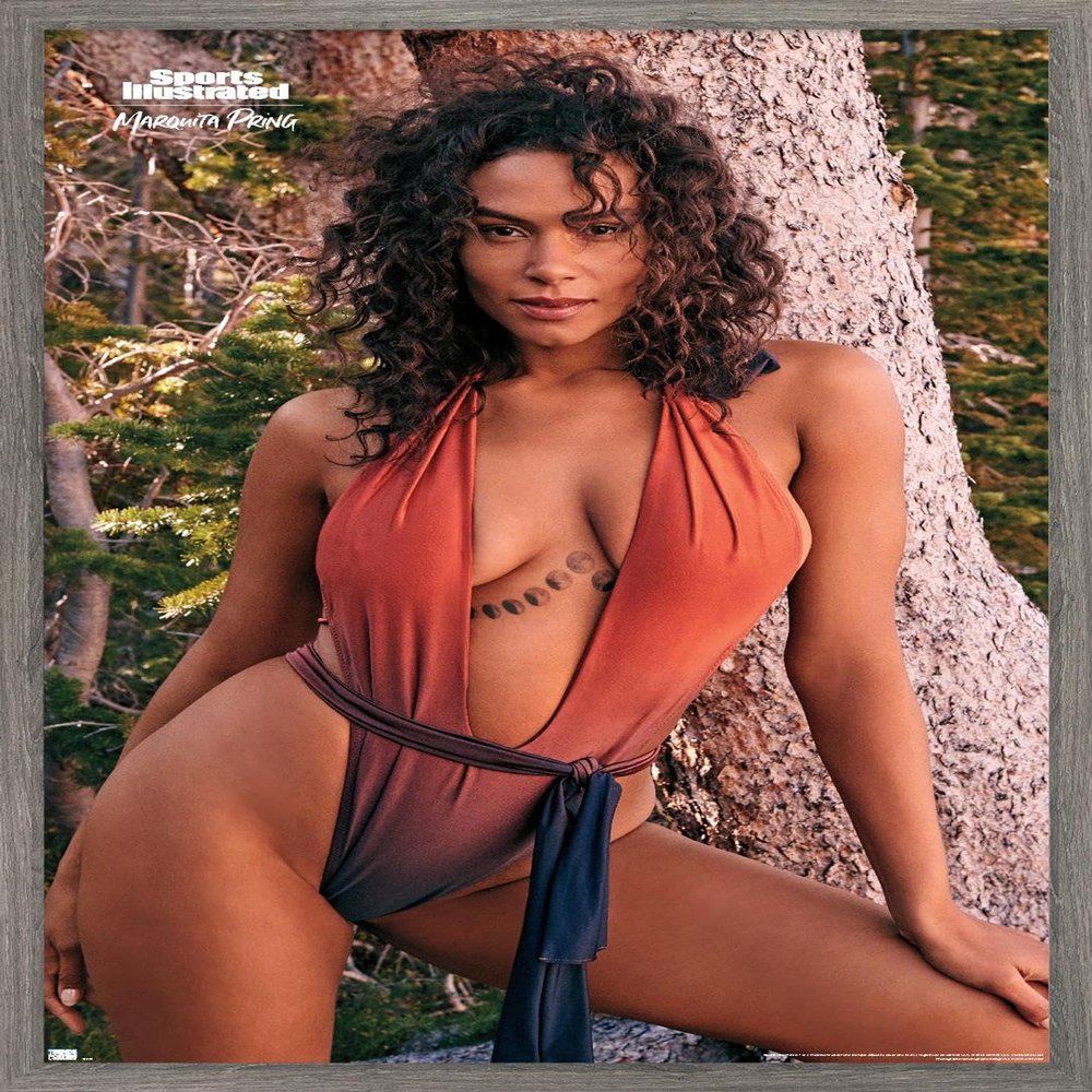 Trends International Sports Illustrated: Swimsuit Edition - Marquita Pring 20 Wall Poster, 14.725" x 22.375", Barnwood Framed Version