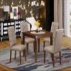 East West Furniture OXEL5-MAH-16 5 Piece Dining Room Table Set Includes a Square Kitchen Table and 4 Dark Khaki Linen Fabric Parson Dining Chairs, 36x36 Inch, Mahogany view 2