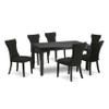 East West Furniture DUGA7-BLK-24 7 Piece Dining Room Furniture Set Consist of a Rectangle Dining Table and 6 Black Linen Fabric Parsons Chairs, 36x60 Inch, Black view 1