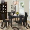 East West Furniture DUGA7-BLK-24 7 Piece Dining Room Furniture Set Consist of a Rectangle Dining Table and 6 Black Linen Fabric Parsons Chairs, 36x60 Inch, Black view 2