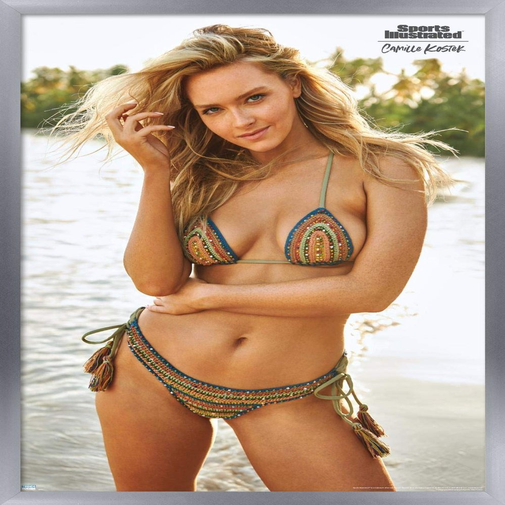 Trends International Sports Illustrated: Swimsuit Edition - Camille Kostek 20 Wall Poster, 14.725" x 22.375", Silver Framed Version