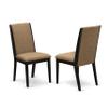 East West Furniture DLLA3-ABK-47 3 Piece Dining Room Table Set Contains a Round Kitchen Table with Dropleaf and 2 Light Sable Linen Fabric Parson Dining Chairs, 42x42 Inch, Wirebrushed Black view 4