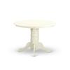 East West Furniture SHEL5-WHI-07 5 Piece Kitchen Table Set for 4 Includes a Round Dining Room Table with Pedestal and 4 Gray Linen Fabric Parson Dining Chairs, 42x42 Inch, Linen White view 3