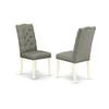 East West Furniture SHEL5-WHI-07 5 Piece Kitchen Table Set for 4 Includes a Round Dining Room Table with Pedestal and 4 Gray Linen Fabric Parson Dining Chairs, 42x42 Inch, Linen White view 4