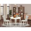 East West Furniture BOGA3-WHI-35 3 Piece Dining Table Set for Small Spaces Contains a Round Kitchen Table and 2 Doeskin Linen Fabric Parson Dining Chairs, 42x42 Inch, Linen White view 2