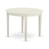 East West Furniture BOGA3-WHI-35 3 Piece Dining Table Set for Small Spaces Contains a Round Kitchen Table and 2 Doeskin Linen Fabric Parson Dining Chairs, 42x42 Inch, Linen White view 3