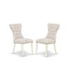 East West Furniture BOGA3-WHI-35 3 Piece Dining Table Set for Small Spaces Contains a Round Kitchen Table and 2 Doeskin Linen Fabric Parson Dining Chairs, 42x42 Inch, Linen White view 4