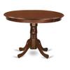 East West Furniture HLLA3-MAH-04 3 Piece Kitchen Table Set Contains a Round Dining Room Table with Pedestal and 2 Light Tan Linen Fabric Parson Dining Chairs, 42x42 Inch, Mahogany view 3