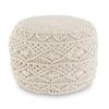 K&K Interiors 16691A 19 Inch Cream Macrame Pouf view 1