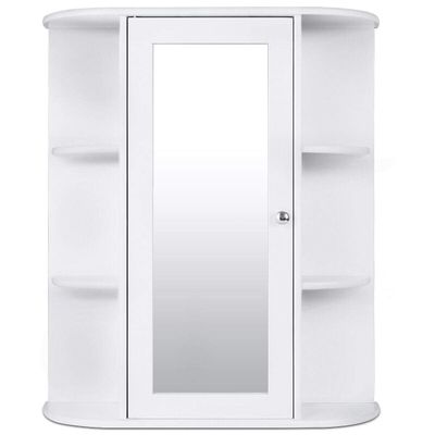 LHONE Bathroom Wall Mount Cabinets Shelf Organizer with Single Glass Door Bathroom Medicine Cabinet Storage 6.5" Deep, 2 Tier Inner Shelves
