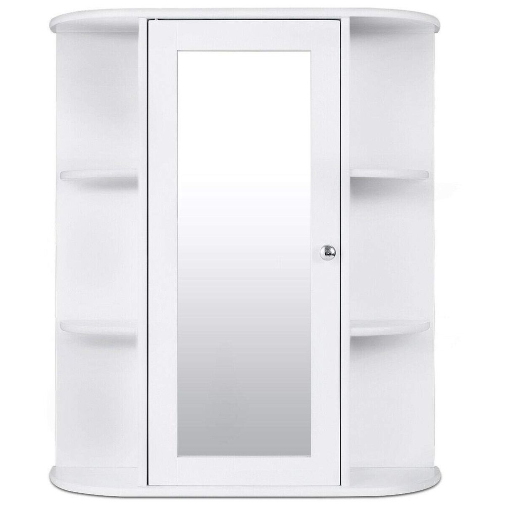 LHONE Bathroom Wall Mount Cabinets Shelf Organizer with Single Glass Door Bathroom Medicine Cabinet Storage 6.5" Deep, 2 Tier Inner Shelves