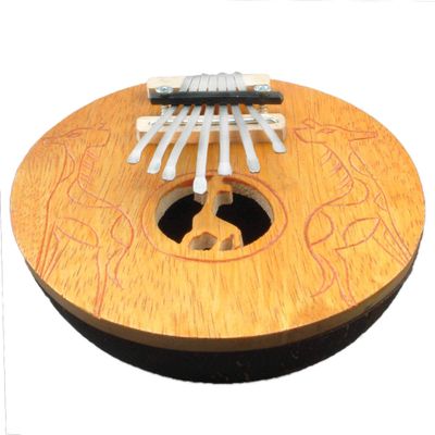 6" Brown and Silver Kalimba with Hand-Carved Giraffe Design
