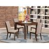 East West Furniture OXLA5-MAH-04 5 Piece Dinette Set for 4 Includes a Square Dining Room Table and 4 Light Tan Linen Fabric Upholstered Parson Chairs, 36x36 Inch, Mahogany view 2