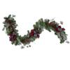 6' x 12" Dual Plaid Berries and Pinecones Artificial Christmas Garland - Unlit view 1