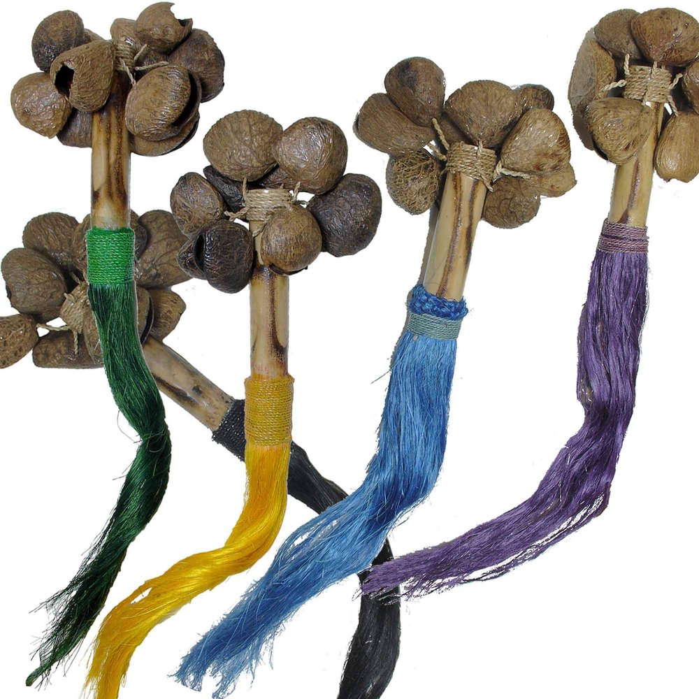 9" Maracas with Chachaus Seed and Sisal Whisk