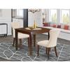 East West Furniture OXGA3-MAH-32 3 Piece Dining Room Furniture Set Contains a Square Dining Table and 2 Light Beige Linen Fabric Upholstered Parson Chairs, 36x36 Inch, Mahogany view 2