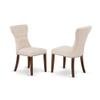East West Furniture OXGA3-MAH-32 3 Piece Dining Room Furniture Set Contains a Square Dining Table and 2 Light Beige Linen Fabric Upholstered Parson Chairs, 36x36 Inch, Mahogany view 4