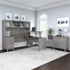 Bush Home Somerset 72W 3 Position Sit to Stand L Shaped Desk with Hutch and File Cabinet in Platinum Gray view 2