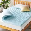 Mellow 4 Inch 5-Zone Memory Foam Mattress Topper, Cooling Gel Infusion, Dorm Essentials, Short Queen Blue view 1