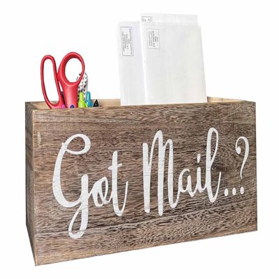 Admired by Nature Got Mail Box for Mail, Farmhouse Mail Organizer, Mail Organizer Tray, Office Accessories, Desk Organizer, Letters Boxes Decor, Organizer, Rustic Wood Box for Home, Brown, 1 Unit