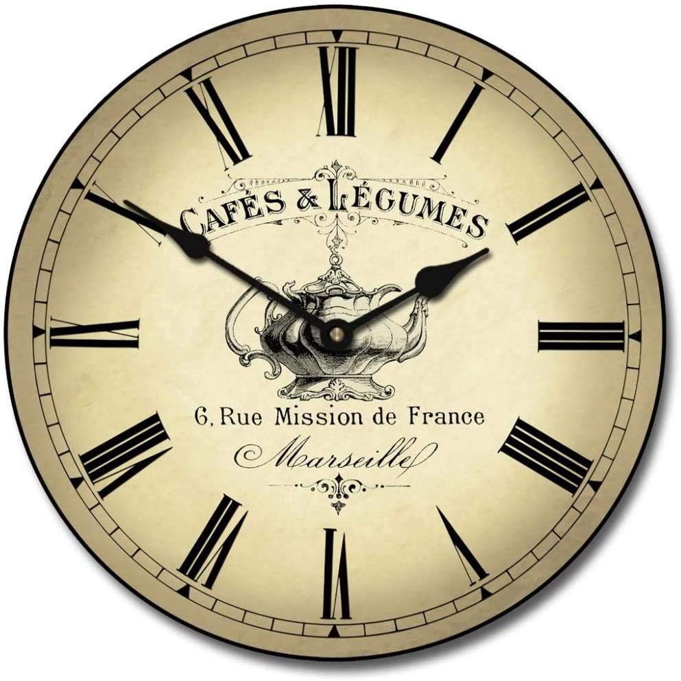Cafe Wall Clock | Ultra Quiet Quartz Mechanism | Hand Made in USA Beautiful Crisp Lasting Color | Comes in 8 Sizes | 24 Inch