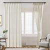 Frelement Pinch Pleat Texture Linen Curtains Energy Saving Sun Blocking Drapes for Sliding Glass Door, Kitchen Windows, Beige White, 52" W x 96" L, 1 Panel view 1
