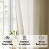 Frelement Pinch Pleat Texture Linen Curtains Energy Saving Sun Blocking Drapes for Sliding Glass Door, Kitchen Windows, Beige White, 52" W x 96" L, 1 Panel view 3