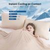 Elegear Revolutionary Cooling Blanket Throw Absorbs Heat to Keep Body Cool for Night Sweats, Arc-Chill 3.0 Cool Fiber Q-Max>0.5 for Hot Sleepers, Lightweight Summer Cold Blankets for Sleeping, Beige view 3