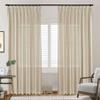 Frelement Pinch Pleat Texture Linen Curtains Energy Saving Sun Blocking Drapes for Sliding Glass Door, Kitchen Windows, Sand Beige, 52" W x 96" L, 1 Panel view 1