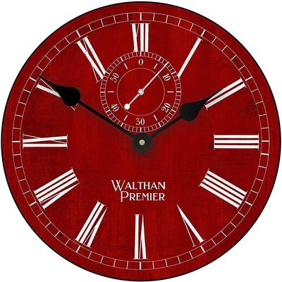 Alston Walston Red Large Wall Clock,| Ultra Quiet Quartz Mechanism | Hand Made in USA | Rustic Home Dcor | Beautiful Crisp Lasting Color | Comes in 8 Sizes | 24-Inch