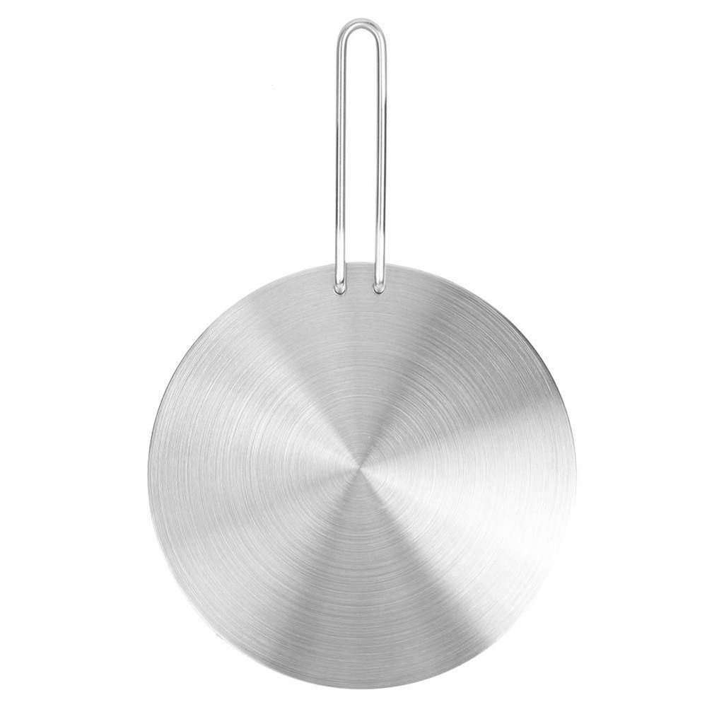 Induction Converter Heat Diffuser Plate, 9.4Inch Stainless Steel Simmer Plate Adapter Converter with Stainless Handle, Gas Electric Cooker Induction Hob Heat Cooking