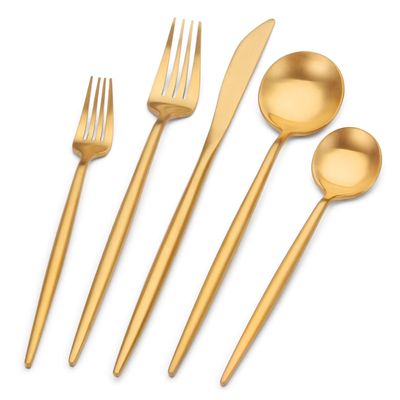 Bettlife Matte Gold Silverware Set Stainless Steel Satin Finish Flatware Cutlery Set for 4, 20-Piece Spoons and Forks Kitchen Utensil Set, Dishwasher Safe (Matte Gold, 20 P)