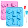 2 Pack Silicone Puppy Paw Print & Dog Bone Shaped Chocolate Molds,with 2 Pieces Graduated Clear Liquid Droppers,8-Cavity, Reusable Ice Trays Baking Cookies Candy Moulds view 1