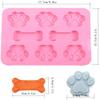 2 Pack Silicone Puppy Paw Print & Dog Bone Shaped Chocolate Molds,with 2 Pieces Graduated Clear Liquid Droppers,8-Cavity, Reusable Ice Trays Baking Cookies Candy Moulds view 2