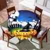 Halloween Round Tablecloth - Pumpkin Witch Hat Grave Ghost Bats Black Cat Moonlight 100% Polyester Fabric Machine Washable Spill Resistance Printed Wrinkle Free Dining Holiday Party Decor 50 Inch view 1