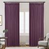 Frelement Pinch Pleat Texture Linen Curtains Energy Saving Sun Blocking Drapes for Sliding Glass Door, Kitchen Windows, Plum, 52" W x 96" L, 1 Panel view 1