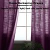 Frelement Pinch Pleat Texture Linen Curtains Energy Saving Sun Blocking Drapes for Sliding Glass Door, Kitchen Windows, Plum, 52" W x 96" L, 1 Panel view 3