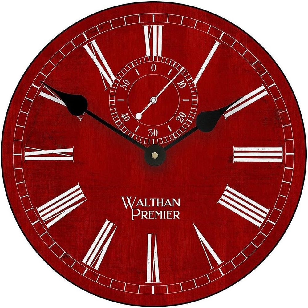 Alston Walston Red Large Wall Clock,| Ultra Quiet Quartz Mechanism | Hand Made in USA Beautiful Crisp Lasting Color | Comes in 8 Sizes | 15-Inch