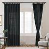 Frelement Pinch Pleat Texture Linen Curtains Energy Saving Sun Blocking Drapes for Sliding Glass Door, Kitchen Windows, Black, 52" W x 96" L, 1 Panel view 1